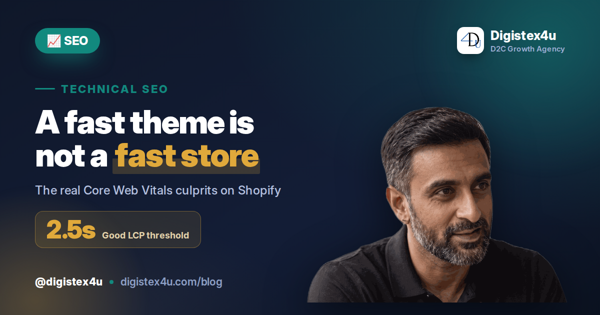 A premium theme won't save your Core Web Vitals. Here are the real technical SEO fixes that speed up a Shopify D2C store and hold rankings in 2026.