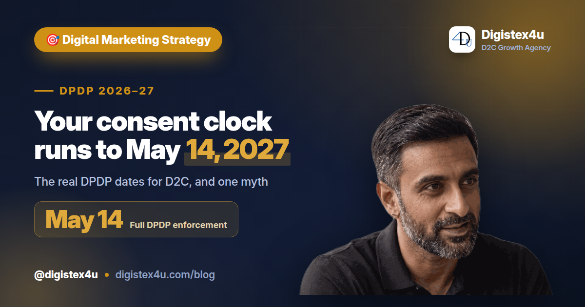 The DPDP Rules 2025 gave Indian D2C brands a phased timeline to May 14, 2027. Here are the dates that actually bind your marketing data, and one myth to drop.