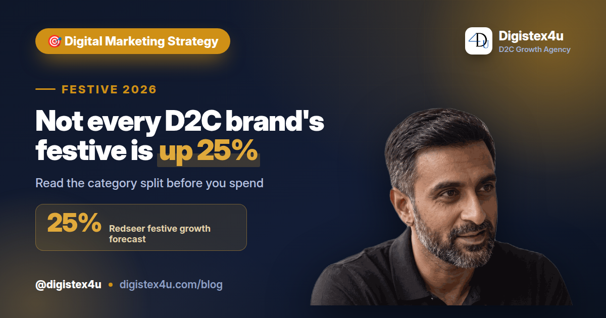 Redseer projects 25% festive online growth in 2026, but it's split sharply by category. See where D2C demand is bending and where to put your festive budget.