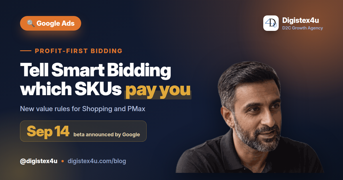 Google's Product Value Optimization beta lets D2C brands bid toward high-margin SKUs, not just revenue. Here's how to set it up safely in Shopping and PMax.