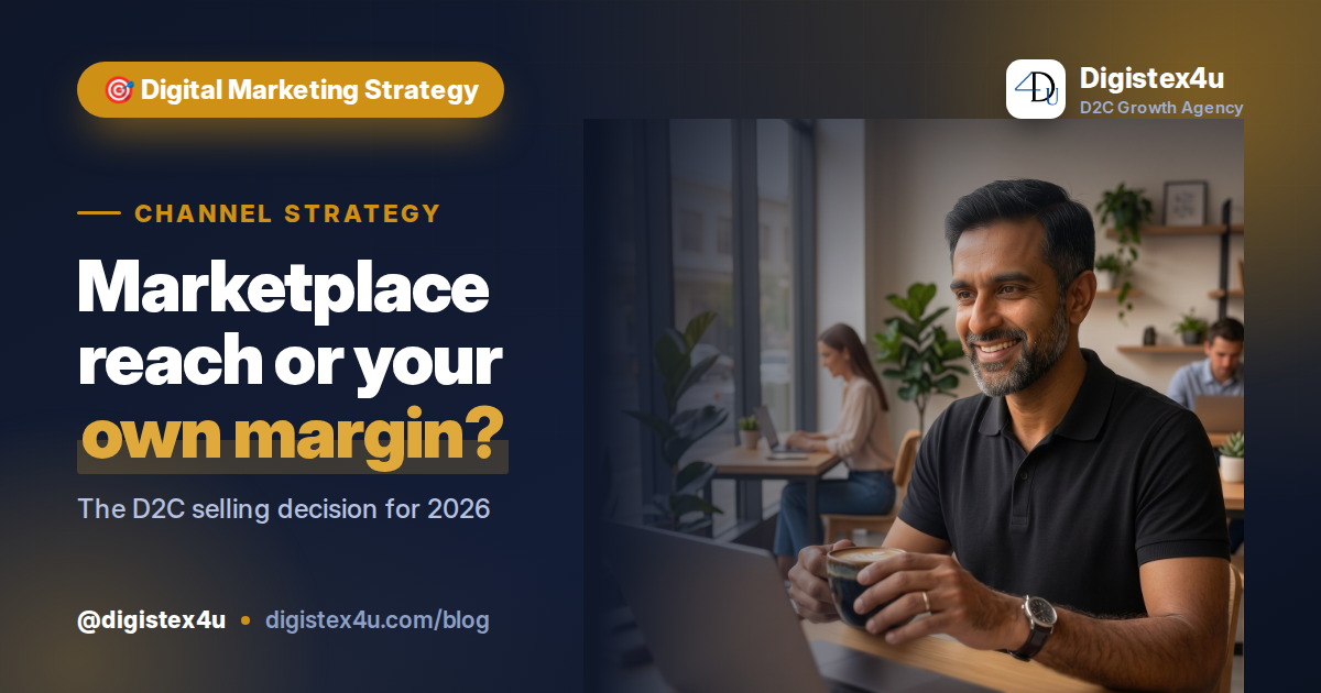 Amazon and Flipkart bring instant traffic but take your margin and your customer. Your own site keeps both, but you buy the traffic. Here's how to decide.