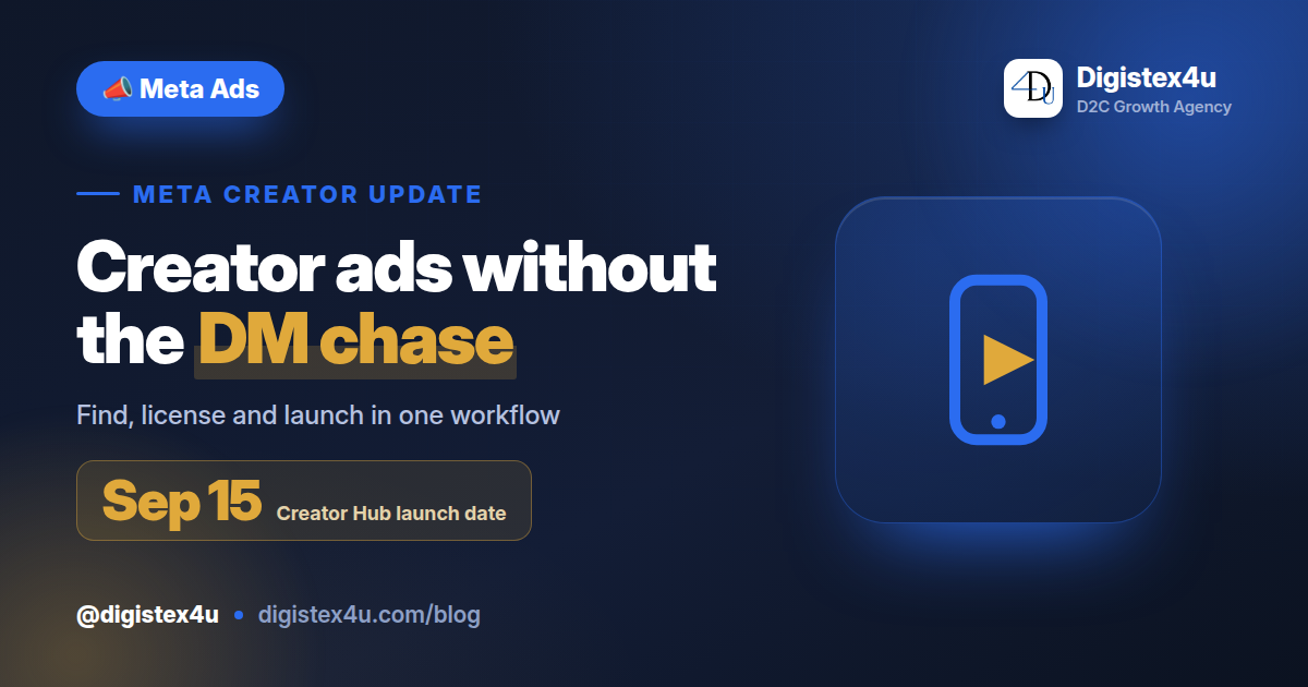 Meta's Creator Marketing Hub lets D2C brands find creators, license posts and launch partnership ads in one place. Here's how to use it without wasting spend.