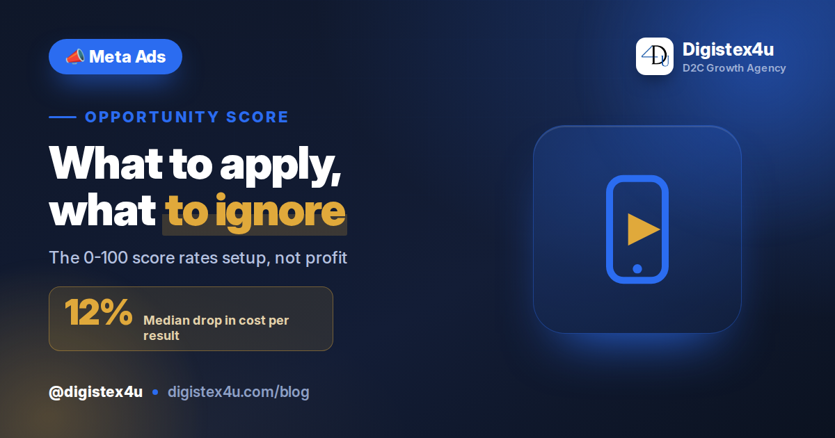 Meta's Opportunity Score: What to Apply and What to Ignore for D2C ROAS